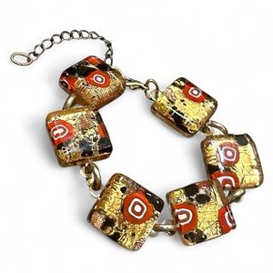 Vintage Venetian Murano Glass Tile Bracelet